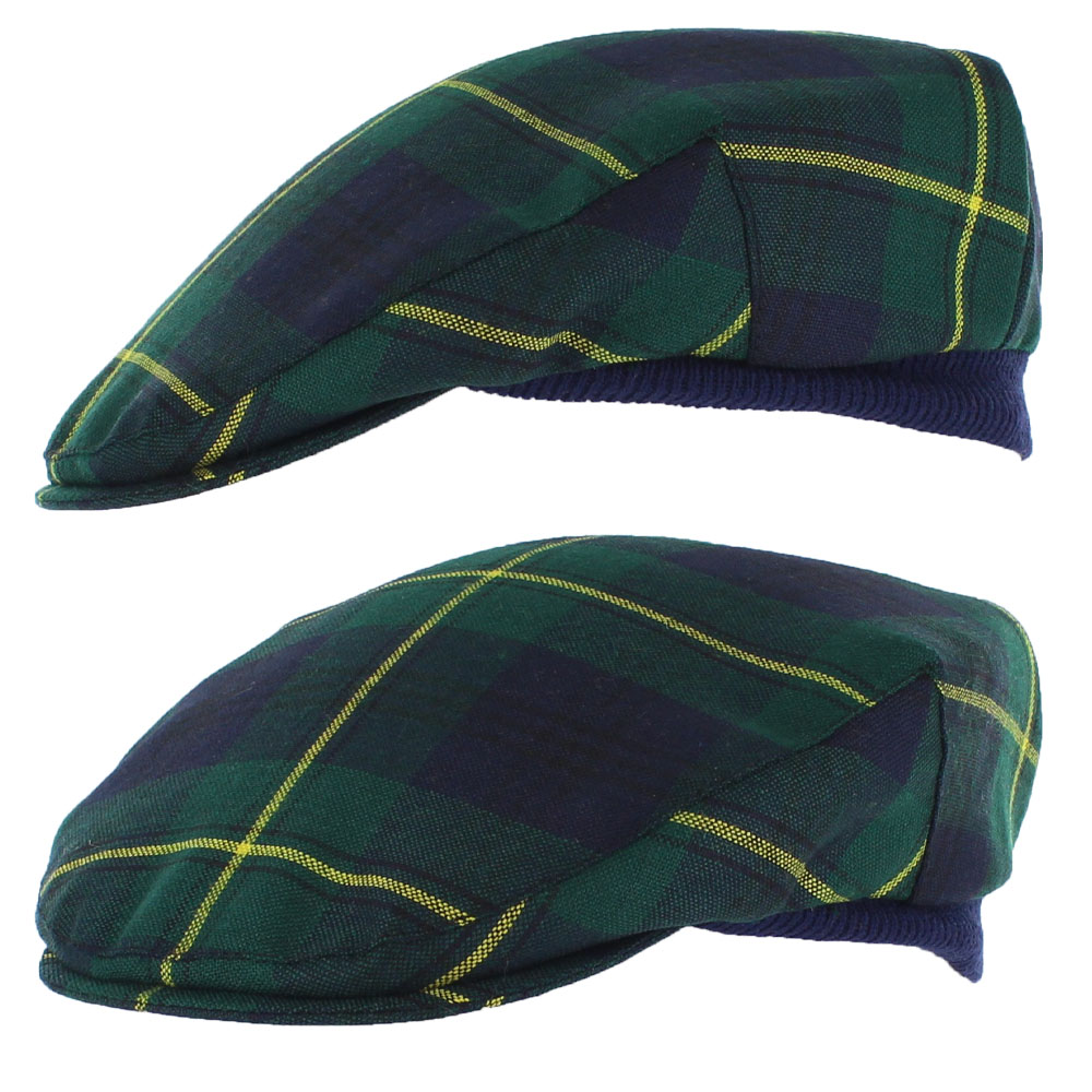 Mens Flat Cap, County Style, One Size, Johnstone Tartan